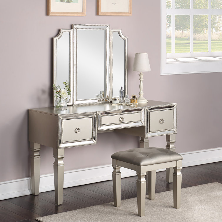 Poundex vanity set online with stool